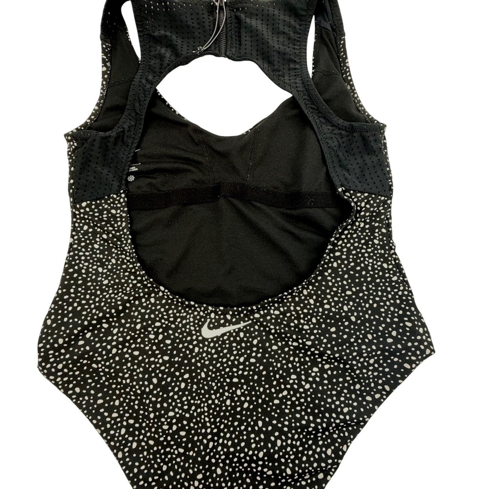 MSRP $92 Nike Swim Move To Zero O-Back One-Piece Swimsuit Black WhiteSize L - Picture 5 of 7